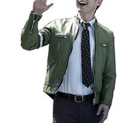 AKSAH FASHION Dirk Gentlys Detective Agency Samuel Holistic Veste en cuir bleu pour homme, Vert, S