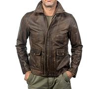 Aksah Fashion Harrison Ford Raiders of The Lost Ark Indiana Jones Veste en cuir vieilli Marron, Cuir véritable., XXL