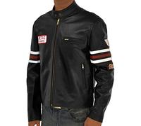 Aksah Fashion House of Md Hugh Laurie Dr. Gregory Blouson bomber en cuir noir pour homme, Noir , M