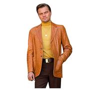 AKSAH FASHION Leonardo DiCaprio Manteau en cuir véritable marron pour homme | Once Upon A Time In Hollywood, marron, M