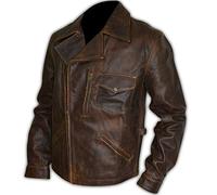 Aksah Fashion S Escape from New York Movie Snake Plissken Kurt Russell Veste de motard en cuir vieilli Marron, Marron vieilli, M