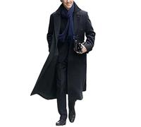 Aksah Fashion Sherlock Holmes Benedict Cumberbatch Trench-coat noir en laine et coton pour homme Costume, Laine., L