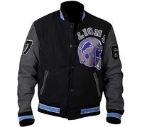 Aksah Fashion Tom Hardy Venom Varsity Veste pour homme | Veste en laine et cuir noir et gris, Design 2 - Manches en cuir synthétique, M