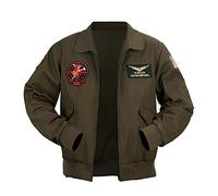 Aksah Fashion Veste d'aviateur en coton marron pour homme USAF MA1 2 Maverick Tom Cruise Air Force, marron, L