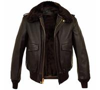 Aksah Fashion Veste en cuir de pilote de bombardier G1 Aviateur AirForce de vol Vintage en peau de mouton bomber noire pour homme, marron, XL