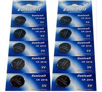 Aksans Eunicell CR2016 Lot de 10 piles bouton au lithium 3 V