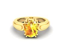 AKSHITA GEMS Bague en plaqué or avec saphir jaune naturel de qualité A+ - 3,25 Ratti 2,00 carats - Non chauffée - Pour homme et femme (certifié AB), free size, Laiton, Saphir jaune