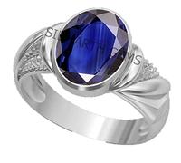 Akshita gems Bague réglable en argent sterling 925 avec pierre précieuse 9,00 carats extrait de terre de qualité AA Saphir bleu naturel Neelam pour homme et femme, Bague en argent 92.5 avec saphir