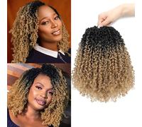 Aksice Yanky Lot de 8 paquets de cheveux Passion Twist pré-bouclés au crochet avec 30 mèches de cheveux sénégalais au crochet de 25,4 cm (1B/27#)