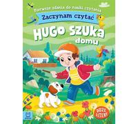 AKSJOMAT Je commence à lire le livre. Des lettres majuscules. Premières phrases pour apprendre à lire. Hugo cherche une maison.