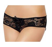 AKSPET Femme Slips Plus La Taille des Cultures Transparentes De La Taille De La Fourche De Plus Une Croupe De Femmes D' Une Crosse Ouverte M 6XL en Dentelle (Color : Nero, Size : 6XL)