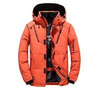 AKT Doudoune d'hiver pour Homme Manteaux Épais Thermiques Parka de Neige Veste en Duvet de Canard Chauffée pour Homme,Orange,M