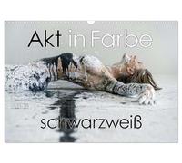 Akt in Farbe - schwarzweiß (Wandkalender 2026 DIN A3 quer), CALVENDO Monatskalender: Körperkunst auf weiblichen Formen