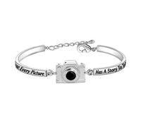 AKTAP Bracelet photo avec breloque d'appareil photo parce que chaque photo a une histoire à raconter des cadeaux pour photographes, femmes, meilleures amies, Acier inoxydable,