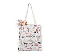 AKTAP Cadeau de voyage Londres Skyline Sac fourre-tout Londres Kit de survie Souvenirs de Londres Cadeaux pour femme London City Shoulder, Cabas London, 14.56 inches (37cm) tall and 12.59 inches (32