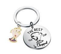 AKTAP Porte-clés Belle et la Bête avec inscription « Mrs. Potts And Chip » - Bijoux de conte de fées - Cadeaux pour les fans de chips, Porte-clés Chip, S