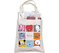 AKTAP Sac fourre-tout avec personnages K-pop Bangtan Boys Cadeau pour les fans de l'armée Singer Sac fourre-tout inspiré de BT K-pop Merch K-pop Teams, Sac fourre-tout Bt, 14.56 inches (37cm) tall and
