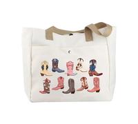 AKTAP Sac fourre-tout en toile pour femme avec motif bottes de cowboy, Many Cowboy Tb-py1, 14.56*12.59*0.19 inches.