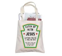 AKTAP Sac fourre-tout religieux drôle Jésus Cadeau avec Jésus Idée cadeau, Sac fourre-tout Jésus, 14.56 inches (37cm) tall and 12.59 inches (32 cm) wide