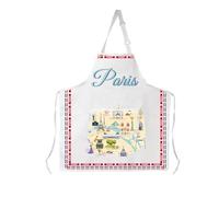 AKTAP Tablier réglable pour femme avec poches, souvenir de Paris, carte de Paris, barbecue, blanc, Paris Apron-HT