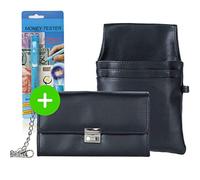 Aktion Portefeuille de Serveur Solide avec testeur de Billets - Ensemble avec Licol + chaîne - Porte-Monnaie pour Serveur Taxi - Couleur : Noir