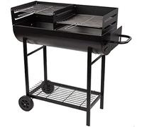 AKTIVE 52809 Barbecue à charbon et bois, hauteur réglable, dimensions 97 x 42 x 96 cm, double grille en acier et réservoir à
