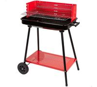 Aktive 52898 - Barbecue rectangulaire au charbon de bois et au bois 66x44x85 cm | 4 hauteurs réglables | 6 places assises | 2 roues pour un transport facile | Bac à cendres de