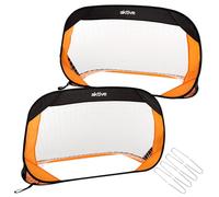 AKTIVE 54120 - Lot de 2 Buts de Football Pliables, But de Football pour Enfants, Dimensions 120X80X80 cm, Montage Facile, Noir et Orange, But de Football Portable, Jeux d'Extérieur pour Enfants