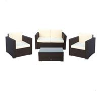 AKTIVE 61071 - Gartenset Rattanmöbel de outdoor, Rattan set Garten, Outdoor-Terrassenmöbel, beinhaltet 2 Outdoor-Gartensessel, 1 Outdoor-Sofa und 1 Outdoor-Terrassentisch, Schwarz