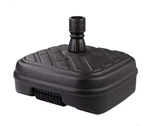 AKTIVE 61133 - Pied de Parasol de Terrasse Extérieur Rectangulaire Noir, Résistant à l'eau et au Soleil, Pied de Parasol avec Réservoir d'eau ou de Sable, avec Roue pour Un Transport Facile