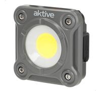 AKTIVE 61569 Spot LED extérieur, lumière blanche, 1 LED, 3 positions, 1000 lumens, éclairage jusqu'à 30 mètres, durée de vie de 2 à 4,5 heures, étanchéité IP44, avec chargeur USB, spots de jardin