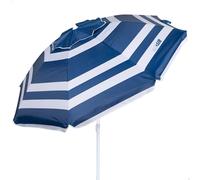 AKTIVE 62235 - Parasol de Plage Coupe-Vent Ultra-Résistant, Mât Inclinable, Comprend Un Sac de Rangement avec Poignée de Transport, Grand Parasol de Plage de Style Marin