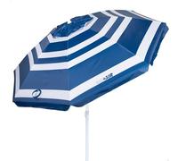 AKTIVE 62236 - Parasol de Plage Pliable, Style Marin, Rayé, Coupe-Vent, Ø220, avec Revêtement Argenté et Protection UV50, Brise-Vent de Plage, Grand Parasol, Parasol de Plage