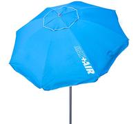 AKTIVE 62239 - Grand Parasol de Plage Ultra-Résistant et Coupe-Vent, Mât Inclinable, Comprend Un Sac de Rangement avec Poignée de Transport, Grand Parasol de Plage Bleu