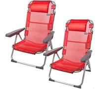 AKTIVE 62265 - Pack de 2 Chaises Hautes Pliantes avec Coussin pour la Plage, Le Jardin, la Terrasse ou Le Camping, Dimensions 48X60X90cm, Accoudoirs Durables et Ergonomiques