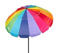 AKTIVE 62279 - Parasol de Plage Pliable et Coupe-Vent, Multicolore, Ø195 cm, Inclinable, avec Protection UV50, Brise-Vent de Plage