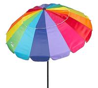 AKTIVE 62280 - Parasol de Plage Coupe-Vent, Pliable et Inclinable, Multicolore, Ø206 cm, avec Protection UV50, Brise-Vent de Plage, Grand Parasol, Parasol de Plage Arc-en-Ciel