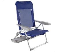 AKTIVE 62294 - Chaise de Plage Pliante Mince Multi-Positions, avec Table Amovible et Poignée pour Un Transport Facile, 6 Positions, Dimensions 47X57X89cm, Aluminium et Anti-Roulement