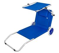 AKTIVE 62610 - Chaise Longue de Plage à roulettes, Chaise de Plage à roulettes, 2 Roues, avec Parasol, Chaises de Plage à roulettes, 62X117X62 cm, Hauteur d'Assise 11 cm, Poids Maximum 110 kg