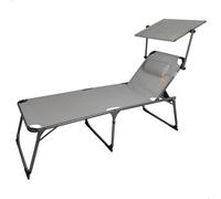 Aktive Transat pliant avec parasol et coussin noir, gris