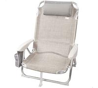 AKTIVE 62623 62623-Chaise Coussin, Pliable, 67 x 67 x 76 cm, Chaise de Plage inclinable, 4 Positions, Beige, avec poignée de Transport, ALU + TEXTILENE, Gris, MEDIANO