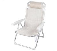 AKTIVE 62641 - Chaise de Plage Pliante Anti-Roulement Crème, Inclinable à 5 Positions, Solide et Légère avec Poignée de Transport et Coussin, Poids Maximum Supporte 110 kg, Dimensions 48X60X90 cm