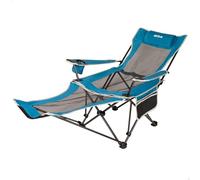 AKTIVE 63001 - Chaise Longue de Camping Pliable, Chaise Longue avec Coussin et Dessous de Verre, Capacité 1 Personne, Supporte 110 kg, Chaise Longue de Jardin d'Extérieur Anti-Basculement