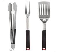 AKTIVE 63009 - Kit d'accessoires pour Barbecue 3 pièces, Pinces pour Barbecue, spatule et Fourchette, Set d'ustensiles de Barbecue, Outils pour Barbecue