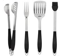 AKTIVE 63011 - Ensemble d'Ustensiles de Barbecue 4 Pièces, Pinces à Barbecue, Spatule, Fourchette à Découper et Pinceau, Ensemble d'Ustensiles de Barbecue, Outils de Gril