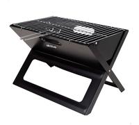 AKTIVE 63033 Barbecue portable et pliable au charbon en acier noir et rectangulaire, avec poignée de transport, dimensions 45 x 29 x 30 cm, facile à monter et à transporter, barbecue camping,