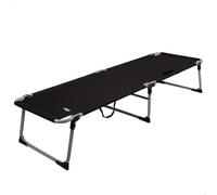 AKTIVE 63059 Table de Camping Pliable, 186 x 58 x 35 cm, Couleur Noire, supporte 110 kg, butées Anti-retournement, Structure Acier, Tissu Polyester, poignées de Transport, Accessoires Plage