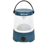 AKTIVE 63077 Lampe de camping rechargeable, 3 modes d'éclairage avec variateur, 400 lumens, batterie ou piles AA (N/I), batterie externe USB, poignée flexible, IP44 étanche, idéale pour l'extérieur et