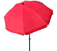 AKTIVE - 85305 - Parasol de jardin avec protection UV30, mât flexible et réglable, hauteur 28-32 mm, Ø 240 cm, rouge