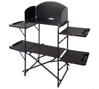 AKTIVE Armoire de Camping Pliante, Noire, 130 x 48 x 118 cm, Structure en Acier, supporte 30 kg, Sac de Transport, Table Pliante Portable, mobilier pour Camping-Car (63175)